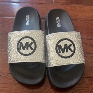 Michael Kors Black and Silver Men's Slides